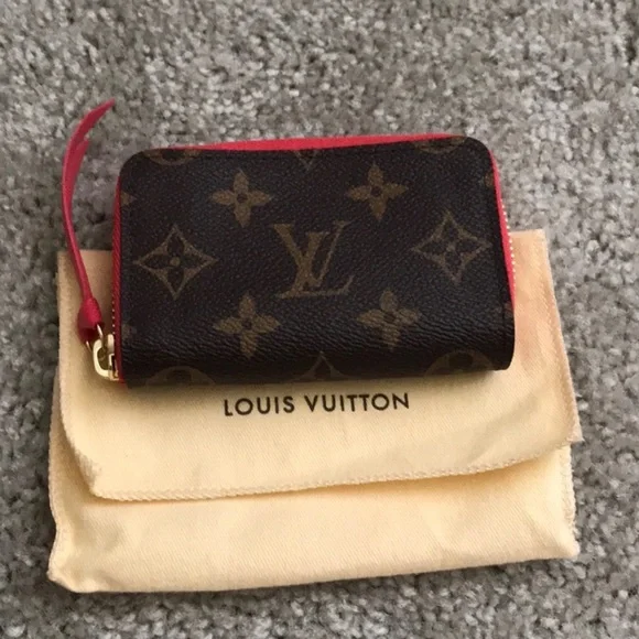 Louis Vuitton Brown and Coral Zippy Multicartes LV - Picture 1 of 7